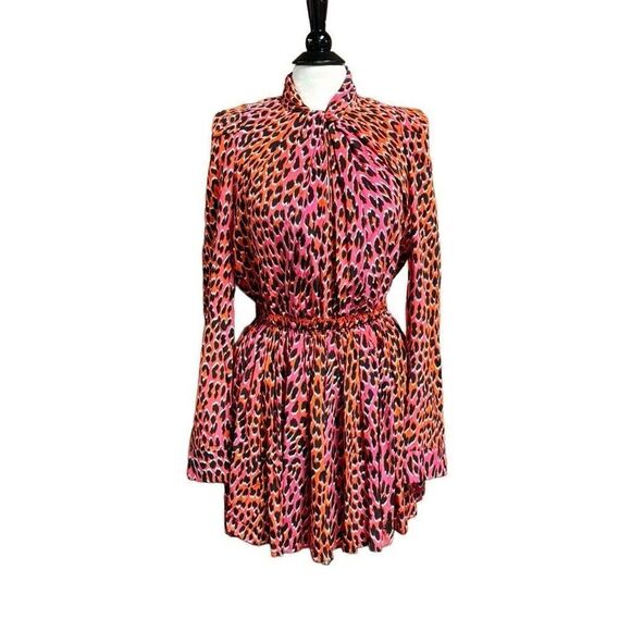 Zadig & Voltaire Ryde Pink & Orange Leopard Silk Dress Size Medium NEW - Picture 1 of 10